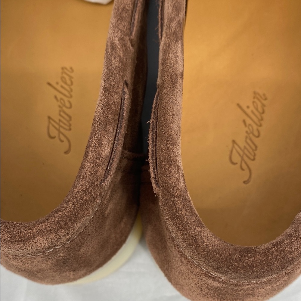 Aurelien Lady Brown Beige Yacht Suede Slip-On Loafers 39 is US 8 - Picture 3 of 6